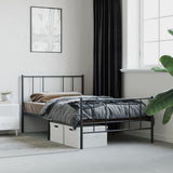 Metal Bed Frame without Mattress with Footboard Black 100x200cm 352493