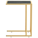 Computer Side Table Black Marble 50x35x65 cm Tempered Glass 331647