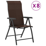 Folding Garden Chairs 8 pcs Brown Poly Rattan 3270611