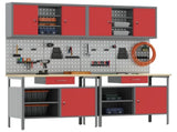 Work Bench Set with Lock 8 pcs Red and Grey Powder-Coated Steel 3321497