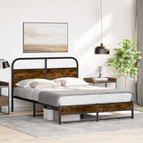Bed Frame Without Mattress 140x190 cm Smoked Oak Engineered Wood 4100374