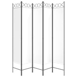 5-Panel Room Divider White 200x200 cm Fabric 350154