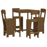 5 Piece Garden Bar Set Honey Brown Solid Wood Pine 3157802