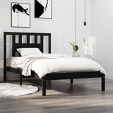 3104057 Bed Frame without Mattress Black Solid Wood 100x200 cm