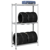 2-Layer Tyre Shelf Silver 110x40x180 cm Steel&Engineered Wood 4016968