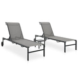 Sun Loungers 2 pcs with Table Textilene and Steel 316828