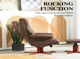 Faux Microfibre Leather Manual Recliner and Footstool Set - Dark Brown T3398P343469