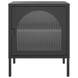 Nightstand Set of 2 Black Powder-coated steel, fluted glass 3211825