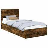 Storage Bed with Drawer Smoked Oak 90 x 200 cm Engineered Wood 3410837