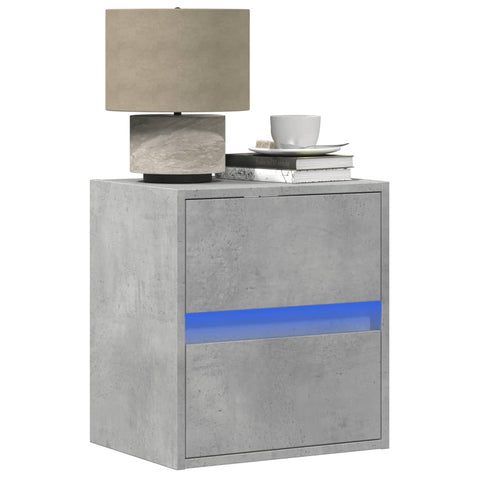 ZNTS Wall-mounted Bedside Cabinet with LED Lights Concrete Grey 3307967