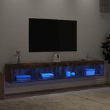 TV Cabinets with LED Lights 2 pcs Smoked Oak 100x30x30 cm 837164