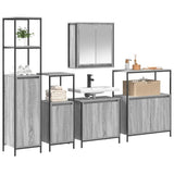 Bathroom Furniture Set with Shelf 5 pcs Grey Sonoma and Black 3328387