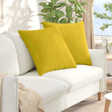 Sofa Pillows 2 pcs Yellow 80 x 80 cm Corduroy Fabric 42014064