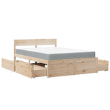 Bed with Drawers and Mattress 120x190 cm Small Double Solid Wood Pine 3281916