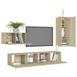 4 Piece TV Cabinet Set Sonoma Oak Engineered Wood 3078993