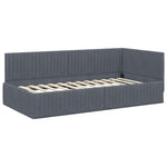 Corner Bed Frame with Headboard Dark grey 100 x 200 cm Velvet 42016277