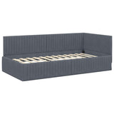 Corner Bed Frame with Headboard Dark grey 100 x 200 cm Velvet 42016277