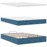 Ottoman Bed with Mattresses Dark Blue 140x200cm Velvet 3313407