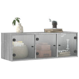 Wall Cabinet with Glass Doors Grey Sonoma 102x37x35 cm 836516