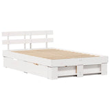 Bed Frame with Headboard White 140 x 190 cm Solid Pine Wood 3382281