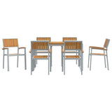 Garden Dining Set 7 pcs Grey and brown 140 x 80 x 75 cm 3284368