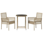 Garden Bistro Set 3 pcs Beige Poly rattan 3334966