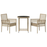 Garden Bistro Set 3 pcs Beige Poly rattan 3334966