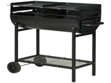 Steel 2-Grill Charcoal BBQ w/ Wheels Black T3398P317787