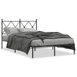 ZNTS Metal Bed Frame without Mattress with Headboard Black 120x200cm 376500