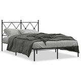 ZNTS Metal Bed Frame without Mattress with Headboard Black 120x200cm 376500