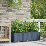 Garden Planter 3 pcs Grey 120 x 40 x 37.5 cm PP 42002869