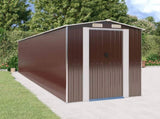 Garden Shed Dark Brown 192x689x223 cm Galvanised Steel 3147466