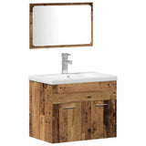 Bathroom Furniture Set Wall-mounted 4 pcs Brown Engineered Wood 3332576