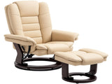Faux Leather 135&deg Reclining Chair and Footstool - Beige T3398P343501