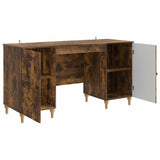 Desk with Shelf Smoked Oak 142.5 x 50 x 75 cm Engineered Wood 3414581