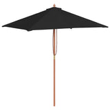 Garden Parasol with Wooden Pole Black 150x200 cm 313884