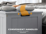 Storage Chest, Modern Storage Trunk with 2 Safety Hinges and Cut-out Handles, Wooden Toy Box for T3398P341302