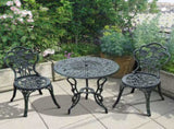 Cast Aluminium Outdoor Patio Garden Bistro Elegant Design Table Chair Set - Green T3398P314116