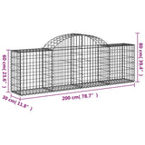 Arched Gabion Baskets 11 pcs 200x30x60/80 cm Galvanised Iron 3146077
