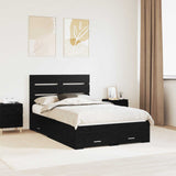 Bed Frame with Drawer Black Oak 120 x 190 cm Engineered Wood 3411997