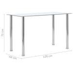 ZNTS Dining Table Transparent 120x60x75 cm Tempered Glass 281850