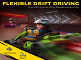 24V Electric Go Kart for Kids with Adjustable Seat for 6-12 Years, Green T3398P422372