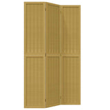 Room Divider 3 Panels Brown Solid Wood Paulownia 358815