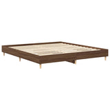 Bed Frame Brown Oak Engineered Wood, Solid Eucalyptus Wood Double 3328705