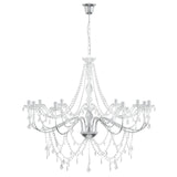 Adjustable Chandelier with Beads E14 Metal and Acrylic Chrome 42053792