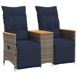 Reclining Garden Sofa 2-Seater with Table Grey Poly Rattan 365724