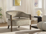 Accent Chair, Upholstered Tub Chair with Solid Wood Frame and Legs, Light Brown T3398P549984