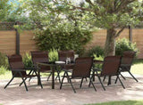 Garden Dining Set 7 pcs Brown Powder-Coated Steel 3379265
