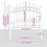 Fence Gate with Spear Top with Lock Grey 103 x 75 cm Steel 42009037