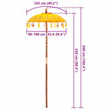 Balinese Parasol Yellow 125 x 125 x 260 cm Cotton and Wood 42006467
